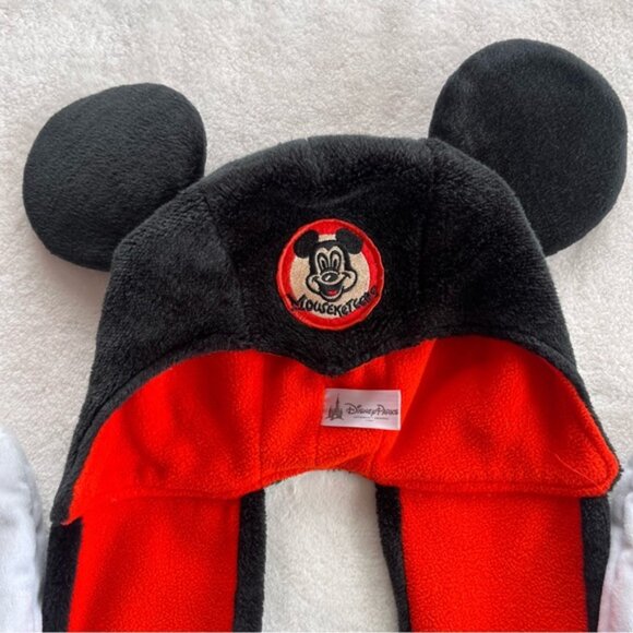 Disney Parks Mickey Mouse Mouseketeers Plush Winter Hat Scarf Gloves Mittens - Picture 3 of 9